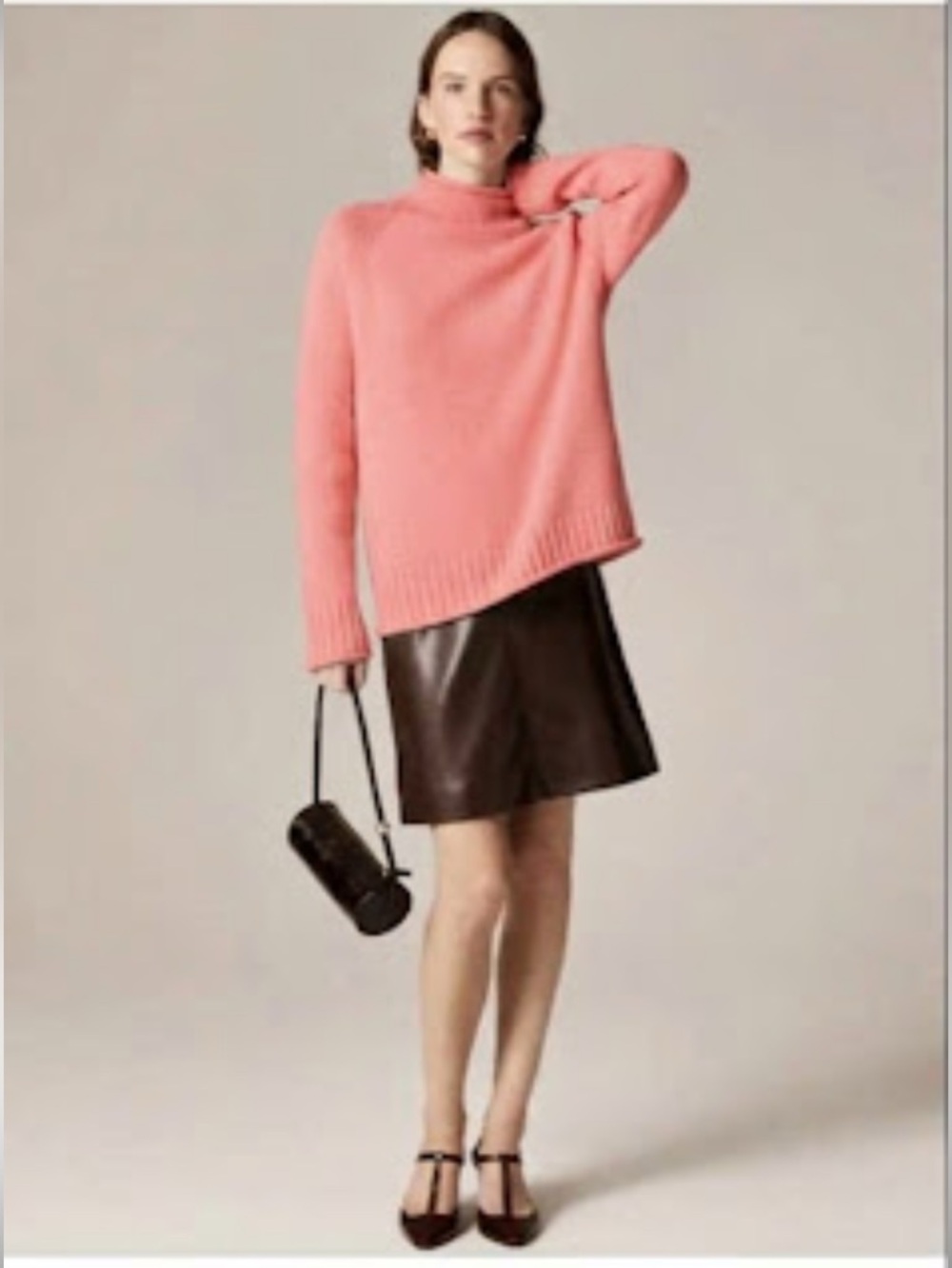 JJ.Crew Women's 1988 Rollneck Cotton Sweater Jumper In Soft Coral Pink  S